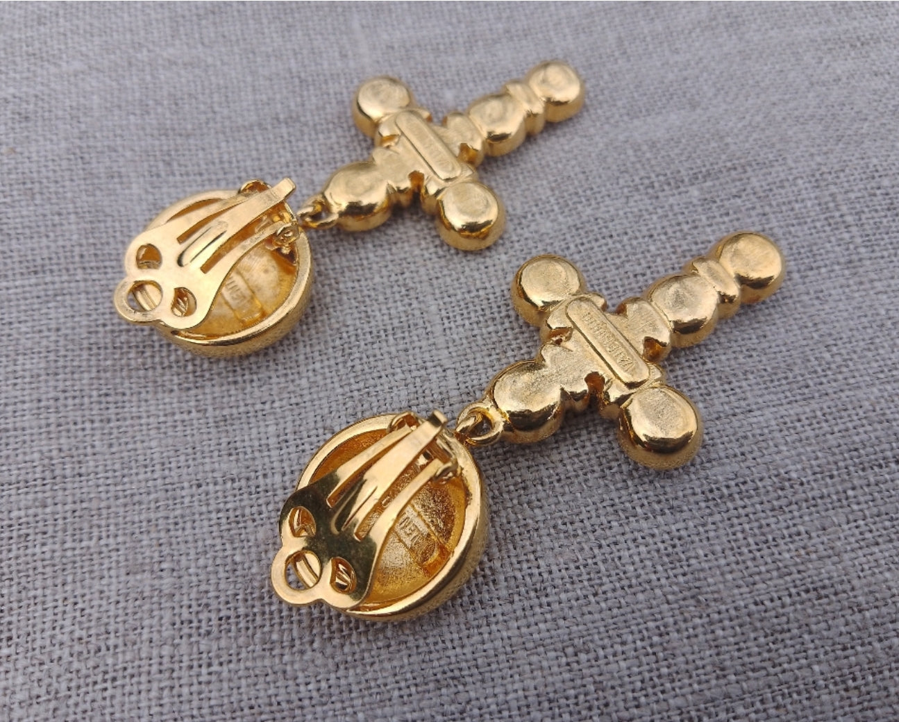 Valentino - Authentic Vintage Couture Signed Crucifix Earrings