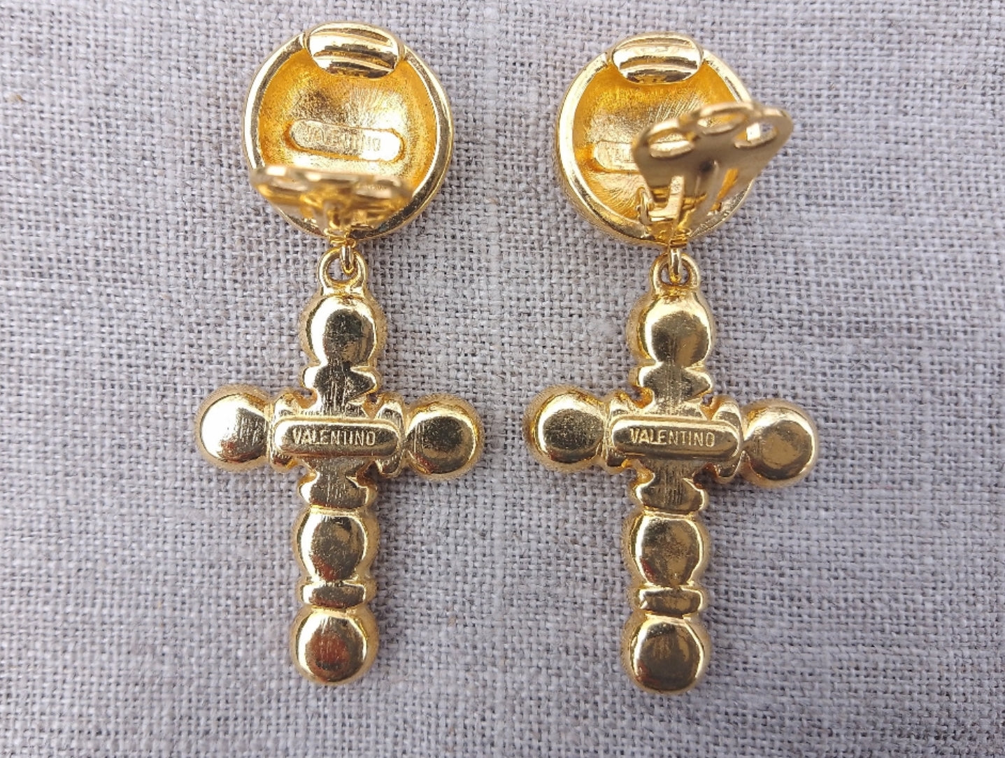 Valentino - Authentic Vintage Couture Signed Crucifix Earrings