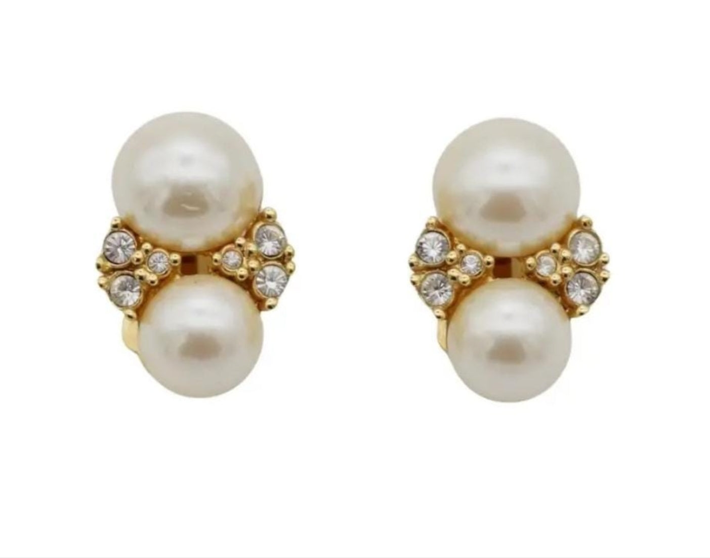 Christian Dior - Authentic Vintage Signed Faux Pearl Earrings 1980s